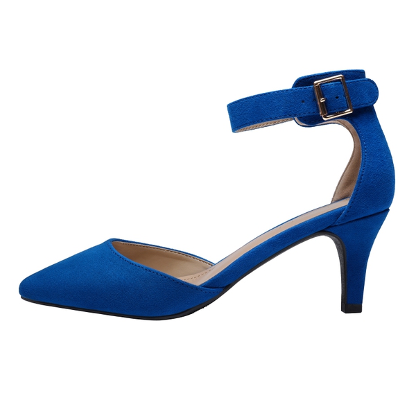 Ankle Strap Low Heel Dress Pumps - ROYAL BLUE - 1